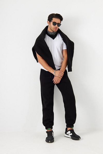 The Champ Clothing Basic Crew Neck Bottom Back Pocket Λεπτομερές σετ φόρμας με κορδόνια στο κάτω μέρος