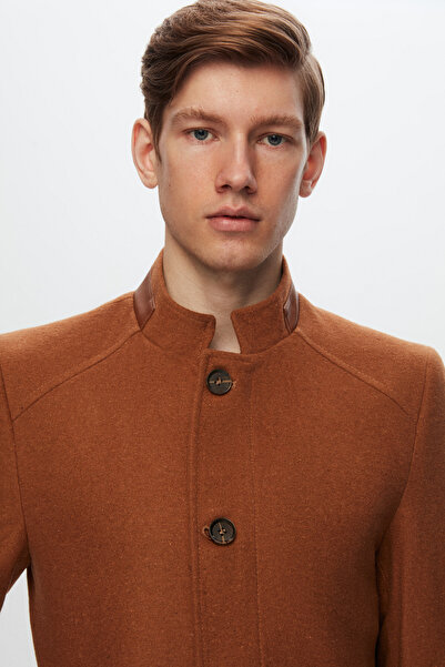 D'S Damat Παλτό με στάμπα με γιακά καμήλας με κανονική εφαρμογή Ds Damat