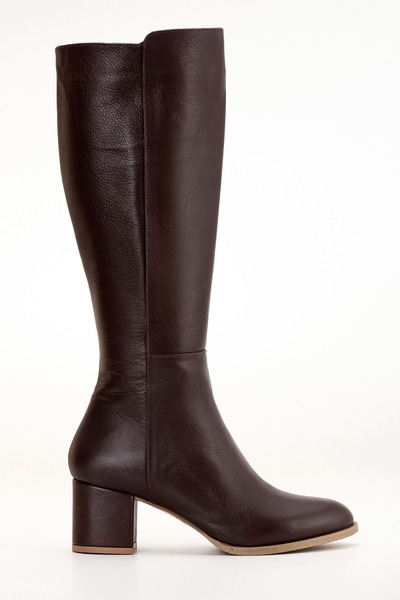 ANALİN SHOES Γυναικείες κομψές γόβες από γνήσιο δέρμα - καφέ