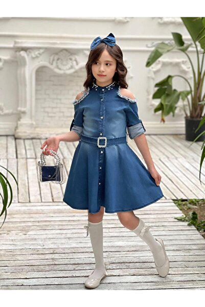 Uğurböceği Παιδικό τζιν φόρεμα 5 τεμαχίων για κορίτσια με φούντες ώμου