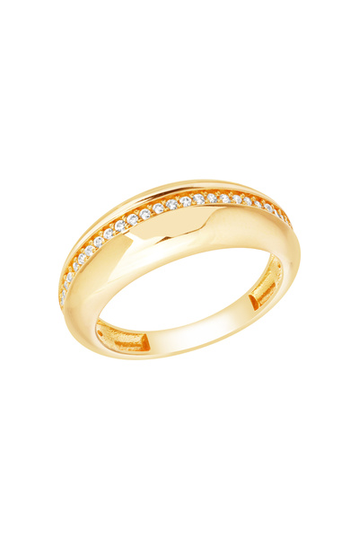 Diamond Line-Gülaylar 14 Ayar Sarı Altın Trend Bombe Taşlı Yüzük