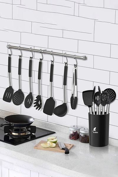 valletta Guojin 26 Pieces - Stainless Steel and Silicone Spatula Set, Black