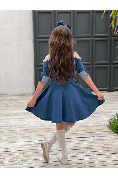 Uğurböceği Παιδικό τζιν φόρεμα 5 τεμαχίων για κορίτσια με φούντες ώμου