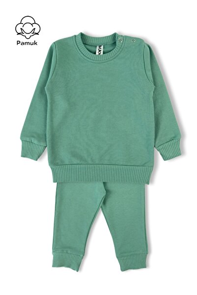difa kids Baby Girl Boy Unisex Plain Basic Seasonal Green Color Bottom Top Suit