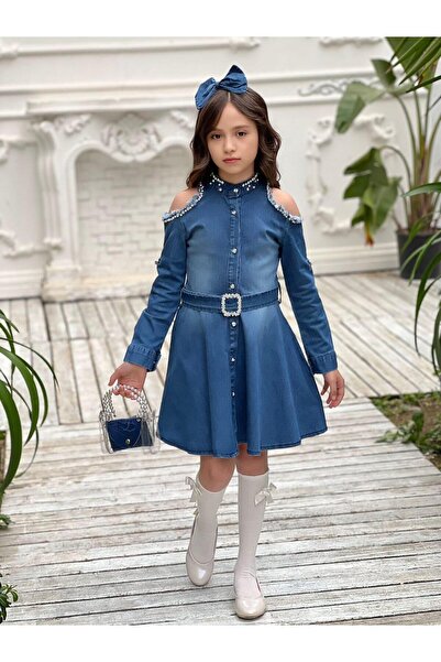 Uğurböceği Παιδικό τζιν φόρεμα 5 τεμαχίων για κορίτσια με φούντες ώμου