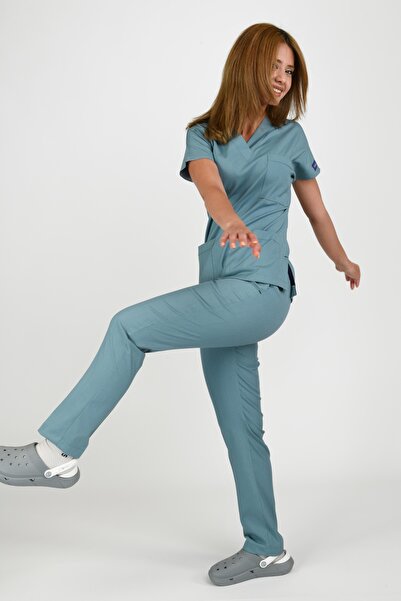 Kıraç Uniform Soft Likralı Filiz Yeşili Forması Medikal Forma Cerrahi Takım