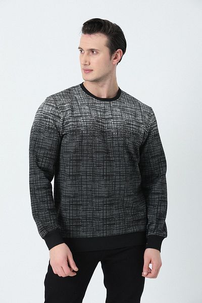 Brothers Jacquard de culoare degradată în dungi pentru bărbați - decolteu, potrivire confortabilă cu textura moale