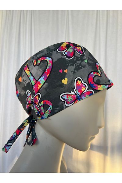monotıp Nurse Cap, Doctor Cap, Operating Room Cap, Bandana, Butterfly Pattern,