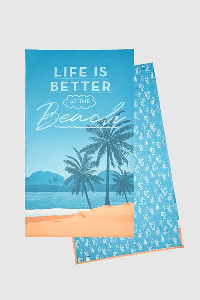 D'S Damat Πετσέτα θαλάσσης Turquoise Microfiber - 85x150 cm Super απορροφητική και ανθεκτική στην άμμο