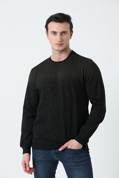 Brothers Hanorac din jacquard cu textura moale, cu decolteu triplu, pentru bărbați, Forest