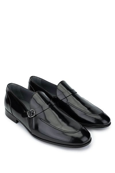 Tamer Tanca Men's Genuine Leather Black Opening Loafer Shoes