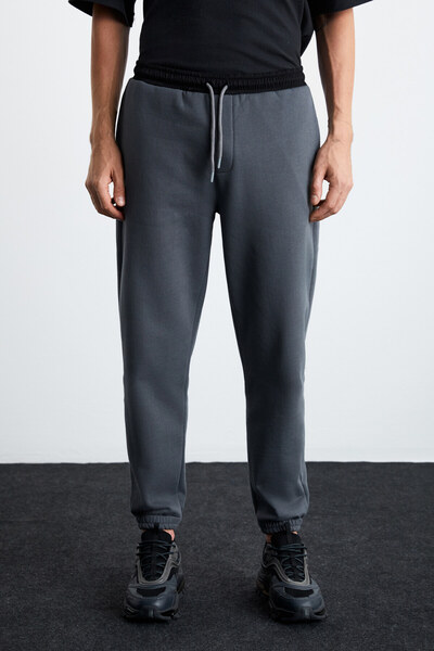 GRIMELANGE LUDWIG Erkek Pamuk-Polyester Gri Eşofman Altı