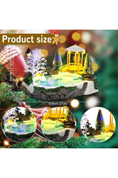 Choice مشهد قرية عيد الميلاد المتحركة مع بجعات متحركة، قرية ثلجية موسيقية مضي...