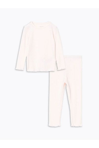 LC Waikiki Lcw Baby Baby Pink Elastic Waist Basic Baby Girl Pajamas Suit