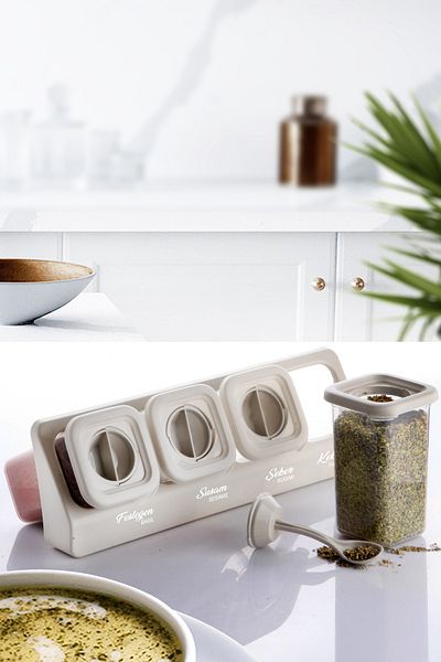 Kitchen Life Set of 12 Food Cups - Labeled, Stand, Lock and Square Spice Rack