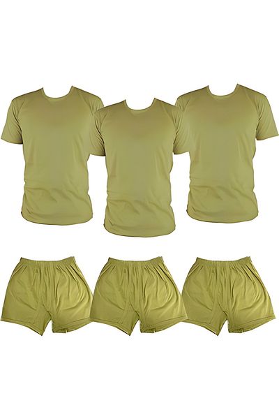 army Military Green 3 Pack Undershirt-Boxers & 3 Pcs Undershirt 3 Pcs Boxers