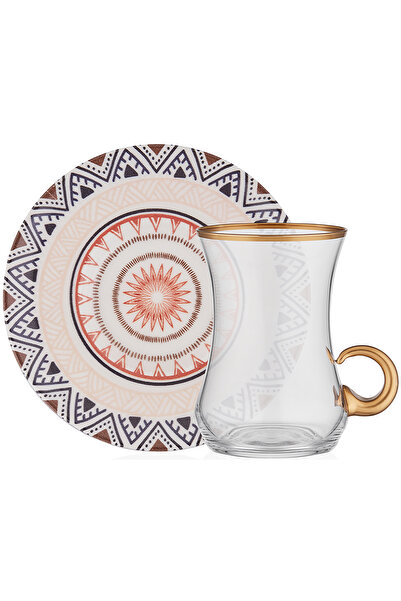 Decorium Ethnic 100 ml 12 Parça 6 Kişilik Kulplu Cam Çay Takımı 9-01110131