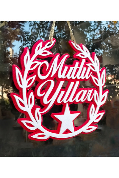 bonvos Mutlu Yıllar Kapı ve Duvar Süsü - Yılbaşına Özel Keçeden Dekoratif Yazı