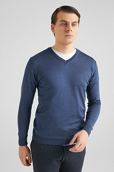 D'S Damat Пуловер от памучна смес с индиго кройка Ds Damat Regular Fit