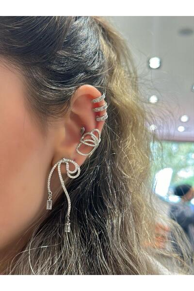 MyladyAccessoriess Full Zirkon Sallantı Fiyonk Küpe (Premium Seri) Gold