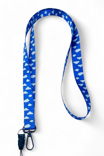 Ulutaş Kurdele Bulut Desenli Boyun Telefon Askılığı Yaka İpi