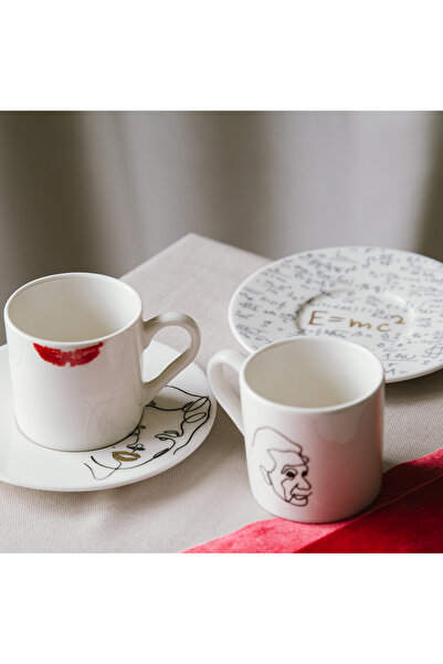 Decorium Einstein 85ml 4 Pieces - 2-person Porcelain Coffee Cup Set 9- 01120230
