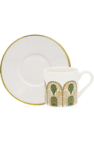 Decorium Hürrem 24 Ayar Altın Yaldızlı 85 ml 12 Parça 6 Kişilik Çok Renkli Porselen Kahve Fincan Tak