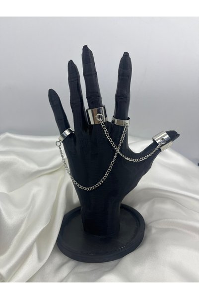 Yıldız Accessory Punk Style Chain Link Adjustable Set of 4 Steel Rings