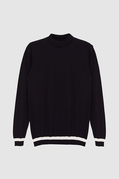Twn Πλεκτό πουλόβερ Slim Fit Μαύρο Απλό Πλεκτό Ραγιόν