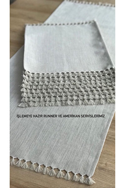 tubaatasarim Gri 6 Adet Amerikan Servis Ve Runner Takımı