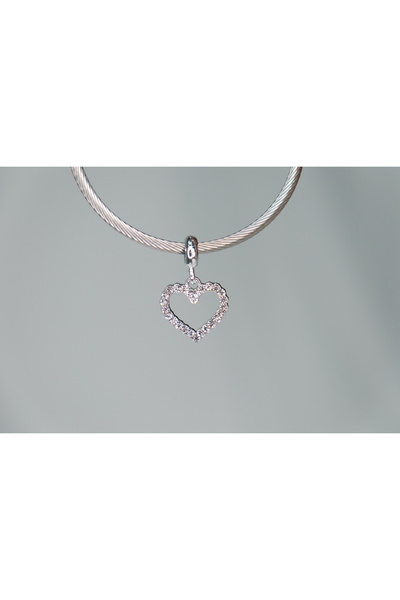 CYB STUDİO Heart with Stones Model Stainless Steel Charm