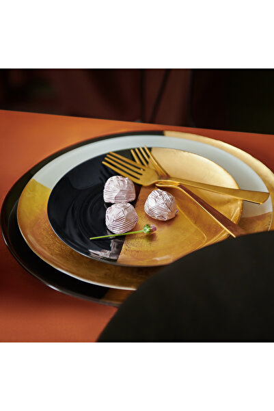 Decorium Monochrome 7-Piece Black-Gold Glass Cake Set 9- 01150012