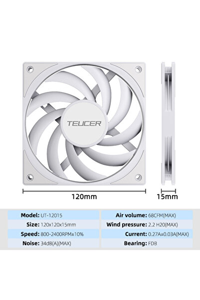 Choice4 كما هو موضح، مروحة تبريد كمبيوتر Teucer 120 مم بمحمل FDB وتقنية PWM، ...