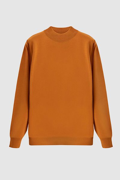D'S Damat Ds Damat Regular Fit Safran Plain Knit Cotton Blended Knitwear Sweater