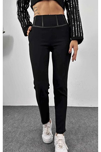 MORE MOSS Deri Pens Detaylı  Cigarette Pantolon