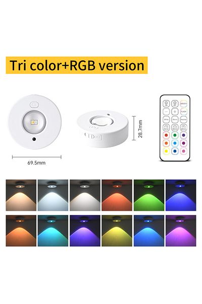 GGBEE RGB White Cordless Led Spotlight Cabinet Lights Rechargeable Night Light with Remote Control 5V RGB