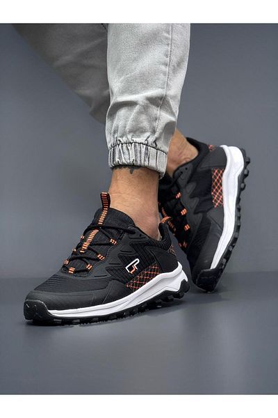 homiro Winter Black-Orange Waterproof Fuspeted Faylon Sole Shoes