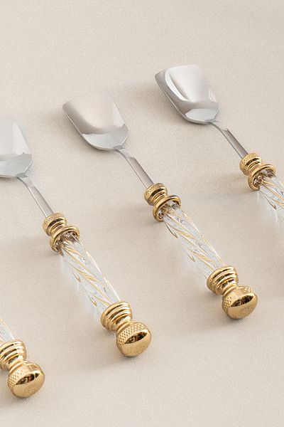 Nazik Home طقم ملاعق آيس كريم كريستال جولد (6 قطع)