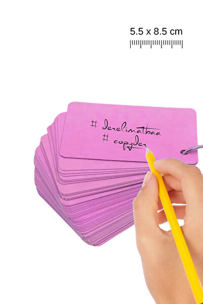 Copyder Pink Note Cards Metal Ring Flash Cards 50 Pieces