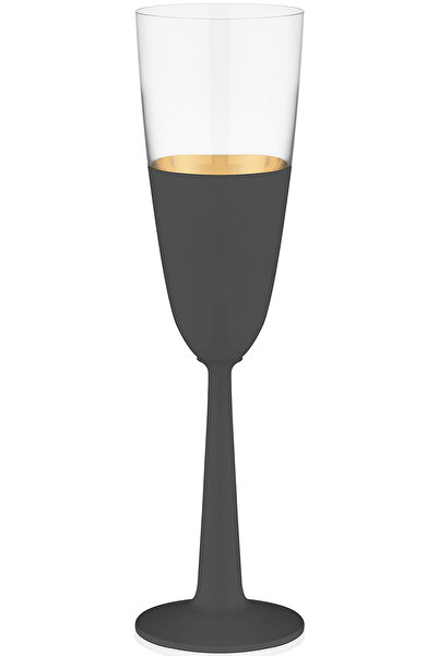 Decorium Vision Black 24 Ayar Altın Yaldızlı 170 ml 6 Parça Flüt Siyah - Altı...