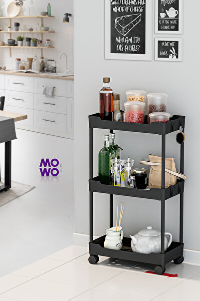 Mowo Home Mowo 3 Katlı Tekerlekli Mutfak Rafı, Banyo Rafı, Kitaplık, Düzenley...