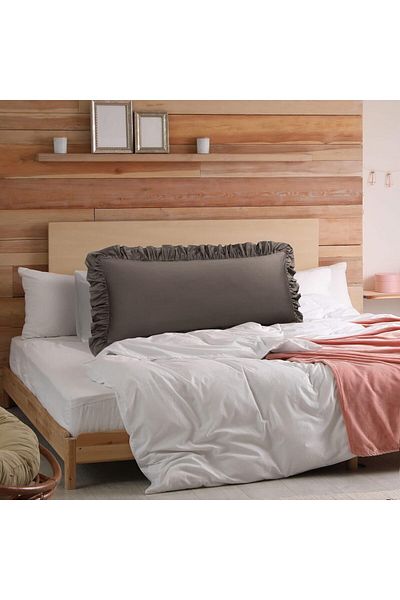 Tinybabyconcept Дълга възглавница за бременни от естествен памук 50x135 см - калъфка с волани