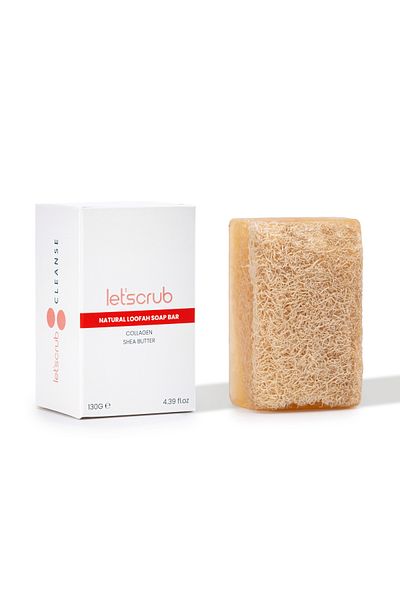 LET'SCRUB Natural Pumpkin Fiber Collagen Soap - Moisture Bomb Enriched with Shea Butter 130 GR