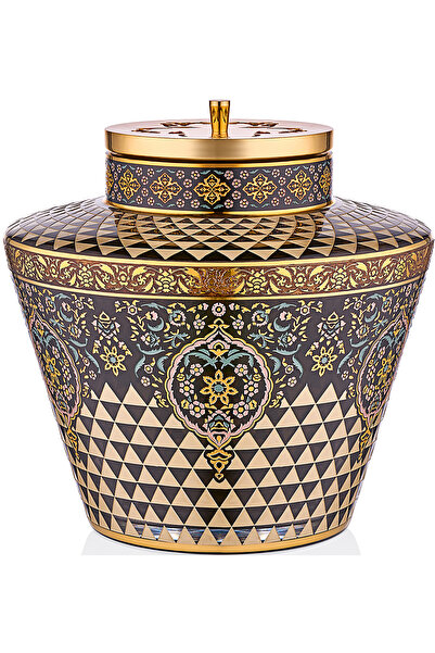 Decorium Asaf 24 Ayar Altın Yaldızlı 24 Cm 2 Parça Kapaklı Dekoratif Çok Renk...
