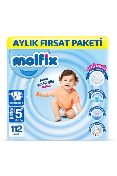 Molfix Baby Diapers Size 5 Junior Plus Monthly Opportunity Package 112 Pieces