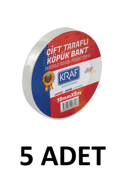 KRAF 5 Τεμάχια 19 Mm X 5 Μέτρα Ταινία Αφρού Διπλής Όψης
