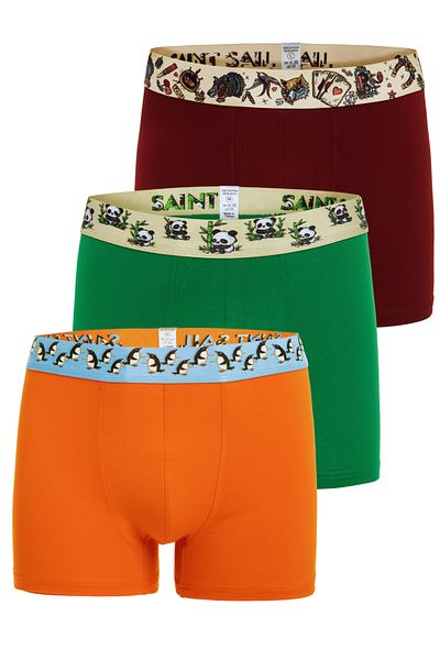Saint Sail Cotton Lycra Flexible Fabric Printed Colorful Patterned Set of 3 Men's Boxers
