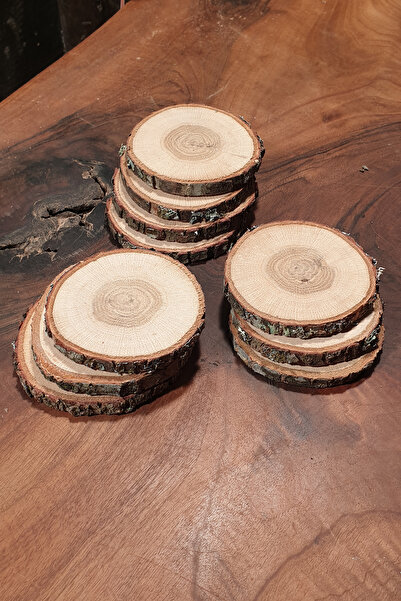 Kerem Sertaç Şekür قواعد أكواب صلبة من خشب البلوط بقطر 15 سم (3 قطع)