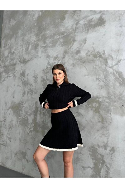 ZF BUTİK Mini Skirt Polo Neck Kit Suit