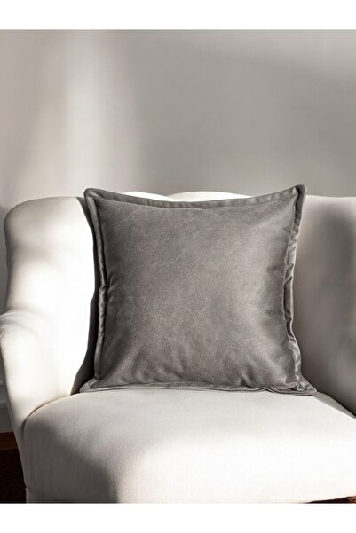 Doryan Home Tokyo Suni Nubuk Deri Taba Gri Kahve Kiremit Kenar Detaylı Kare D...